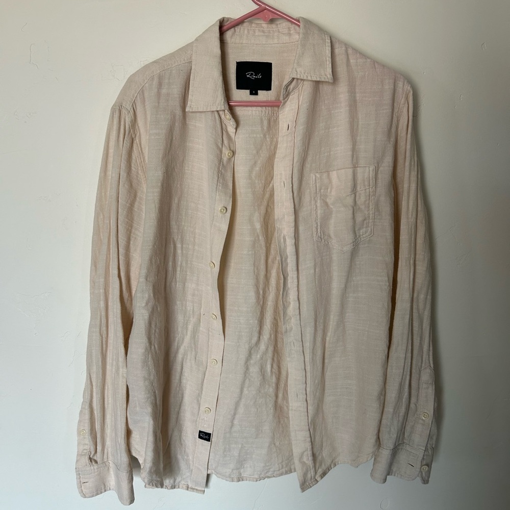 Cream Button-Up 100% Cotton Shirt